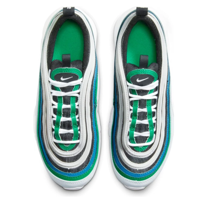 Nike Air Max 97 – Pure Platinum / Siren Red / Lucid Green / Photo Blue