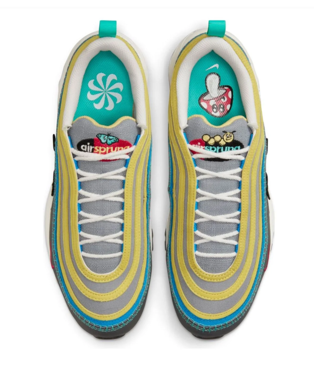 Nike Air Max 97 × Comme des Garçons PLAY – Smoke Grey / Yellow Strike / Blue Lightning