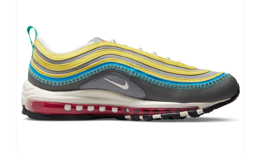 Nike Air Max 97 × Comme des Garçons PLAY – Smoke Grey / Yellow Strike / Blue Lightning