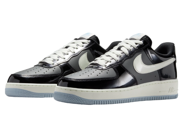 Nike Air Force 1 Low – Patent Black / Summit White / Ice Blue