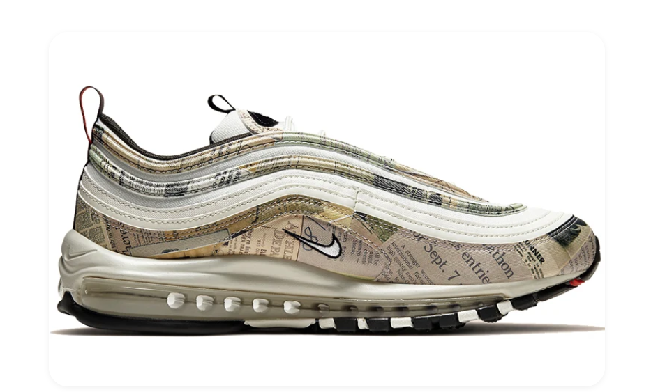 Nike Air Max 97 – Newspaper Print / Sail / Black / University Red
