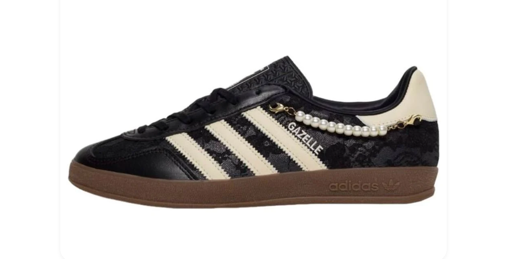 Adidas Gazelle Indoor – Core Black / Cream White / Gum (Pearl Edition)