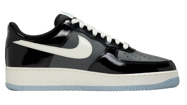 Nike Air Force 1 Low – Patent Black / Summit White / Ice Blue